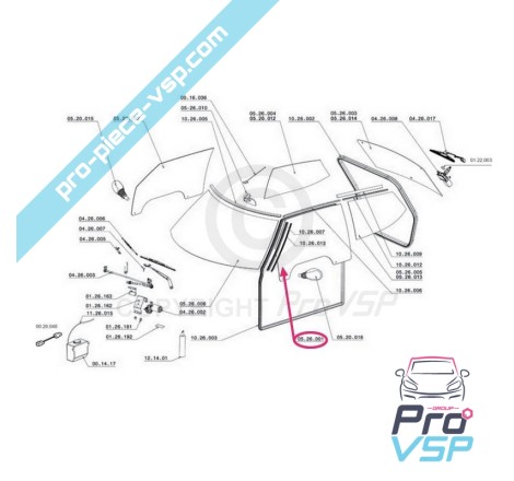 Janela da porta esquerda para chatenet ch26 , ch28 , ch30 , ch32 , pick-up , sporteevo