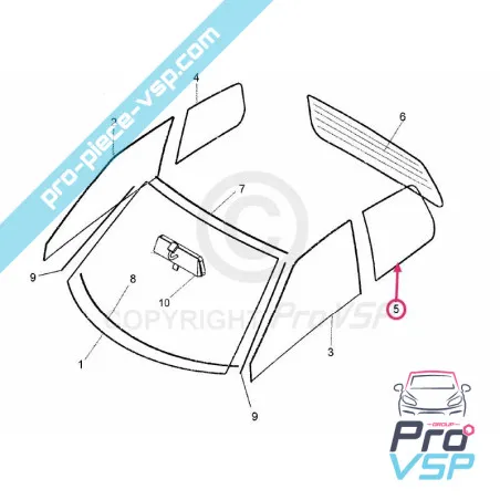 Vitre custode gauche pour tasso bingo