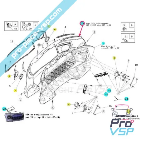 Etupuskuri ADV ABS Muovi Ligier JS50 JS50L Vaihe 1