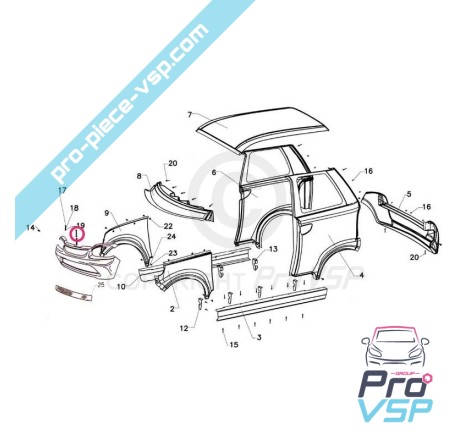 Bumper dianteiro para Italcar T3 (fibra)
