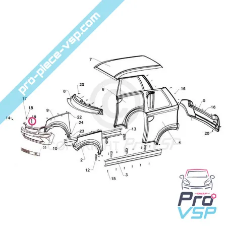 Bara de protecție frontală pentru Italcar T3 (fibră)