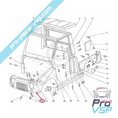 Paraurti anteriore per tasso domino Fase 1