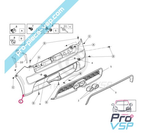 Abs plástico adaptável para o pára-choques traseiro para Ligier JS50 JS50L Fase 1