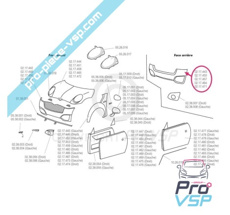 Rear bumper adaptable ABS plastic for for Chatenet ch26 sporteevo (Fase 2)