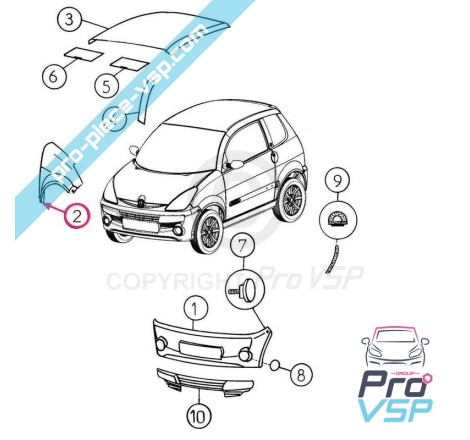 Aile avant droite adaptable en abs pour aixam city crossline scouty roadline