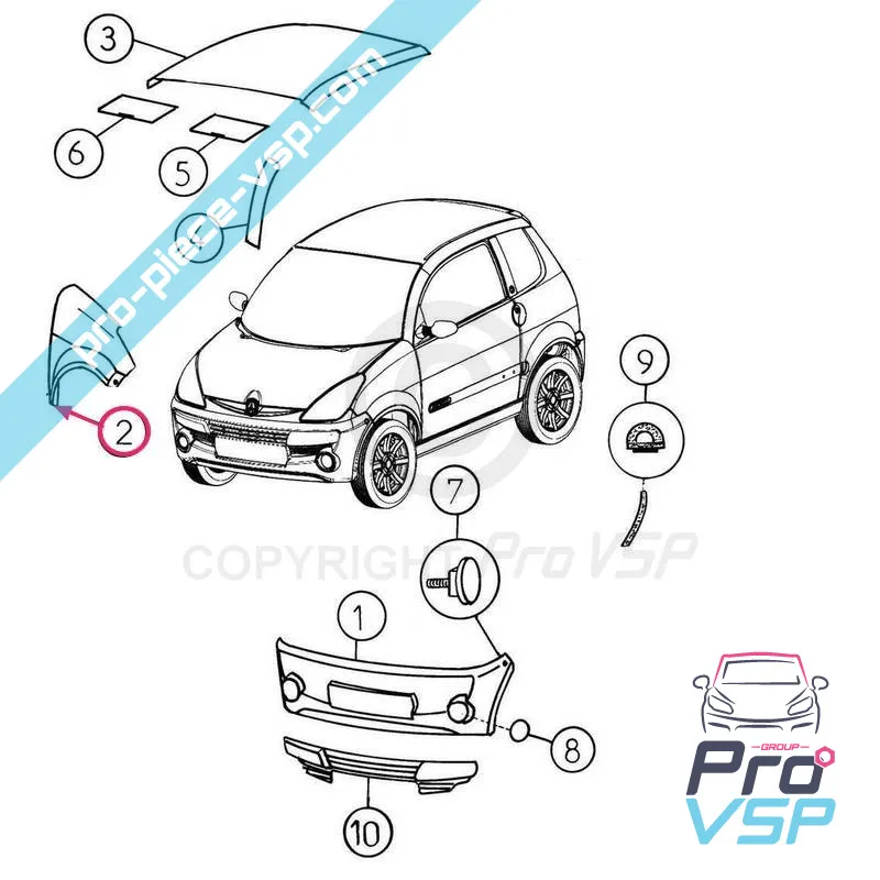 Ala delantera derecha adaptable en ABS para aixam city crossline scouty roadline