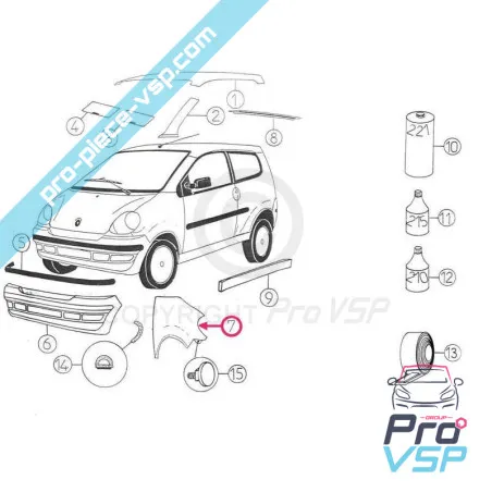 Right front wing adaptable in ABS for aixam 500.4 500.5