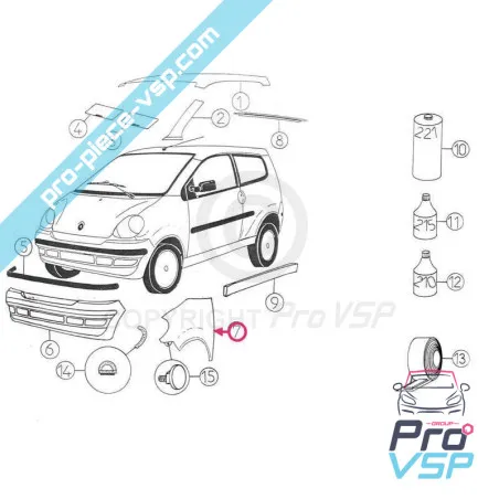 Aile avant gauche adaptable en fibre pour Aixam 500.4 500.5