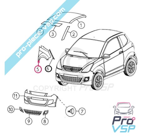 Asa direita para aixam city crossline coupé crossover gto (Gama impulsion )