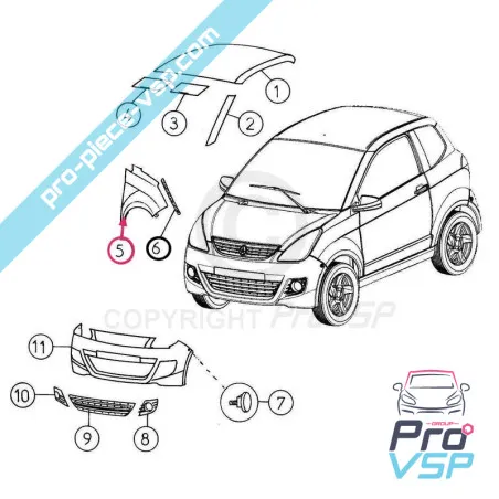 Ala anteriore destra per aixam city crossline coupé crossover gto (range impulsion )