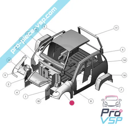Ala sinistra anteriore per Ligier xtoo 1 2 fibra