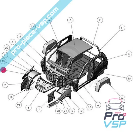 Right front wing adaptable fiber for Ligier