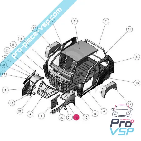 Ala sinistra anteriore per Ligier xtoo r S Rs in fibra
