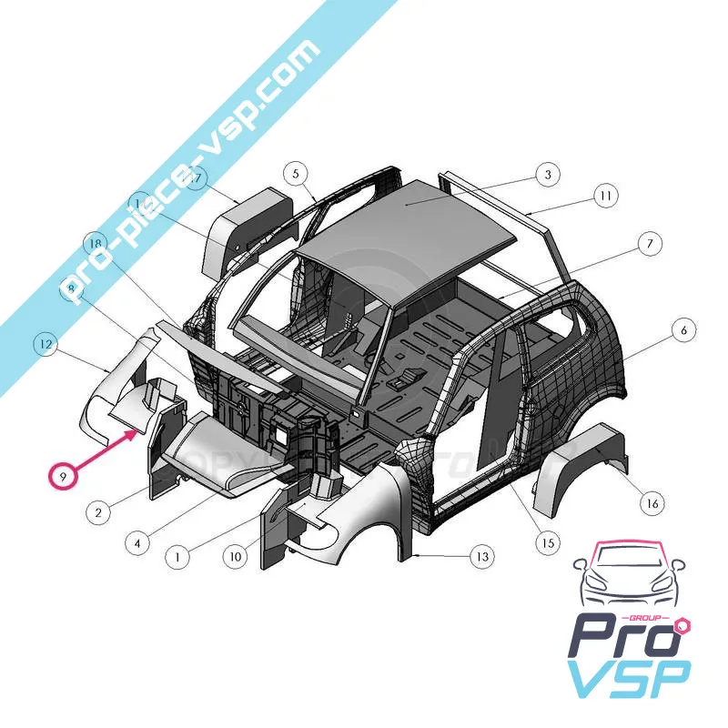 Pasaje de la rueda delantera adaptable en ABS para Ligier xtoo 1 2 max