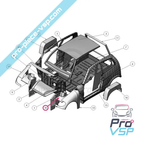 ABS Pasajul frontal din față pentru Ligier xtoo 1 2 max
