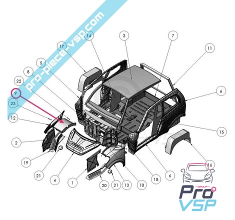 Passage de roue avant droit adaptable en plastique ABS pour Ligier Xtoo R S RS