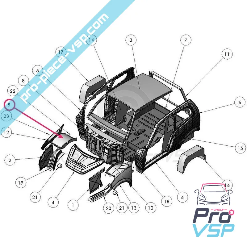 Front wheel passage adaptable ABS plastic plastic for Ligier Xtoo R S RS