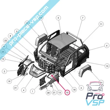 Left front wheel passage adaptable ABS plastic for Ligier Xtoo R S RS