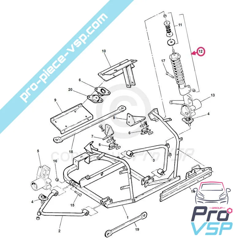 Amortisseur avant adaptable pour microcar lyra , virgo 1 , 2