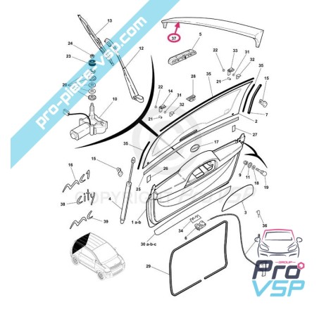 Asa traseira para Microcar MC1 MC2