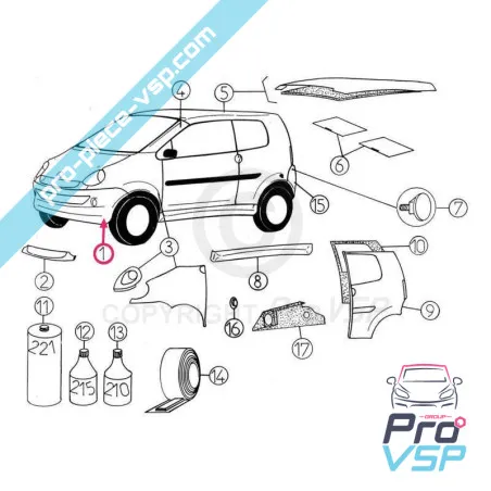 Fibră adaptabilă pentru bara de protecție față Aixam 500sl