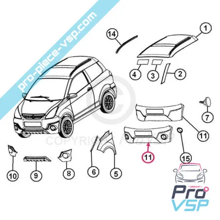 Pare choc avant adaptable en plastique ABS pour Aixam Crossover Impulsion
