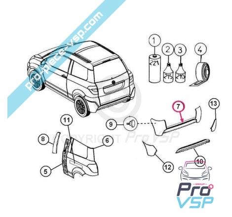 Abs plástico adaptável para o pára-choques traseiro para Aixam Crossover Impulsion
