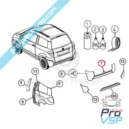 Abs plástico adaptável para o pára-choques traseiro para Aixam Crossover Impulsion