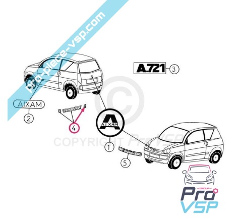 Direito traseiro direito à fibra para aixam A721 A741 A751 Scouty