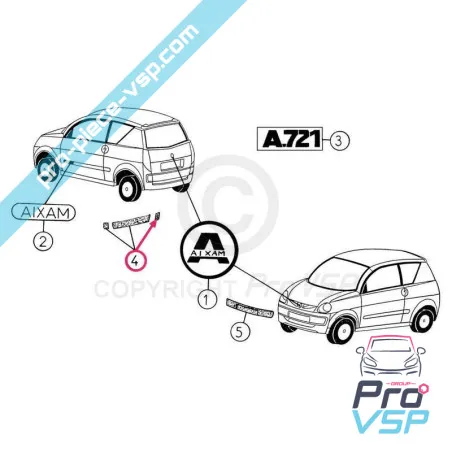 Dreptul de protecție din spate dreapta la fibră pentru aixam A721 A741 A751 Scouty