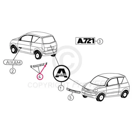 Oikea takapuskuri Oikea kuitu aixam A721 A741 A751 Scouty