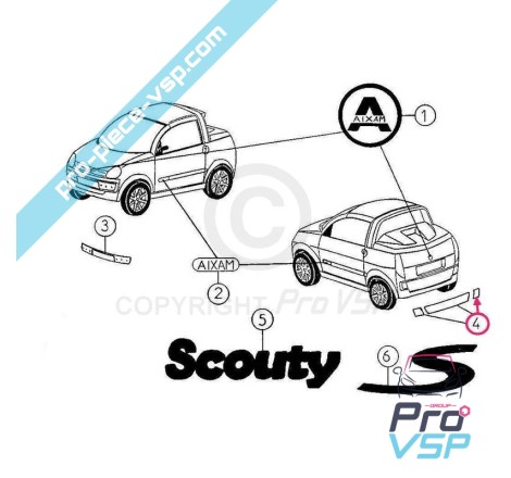 Parement droit de pare choc arrière adaptable en fibre pour aixam A721 A741 A751 Scouty