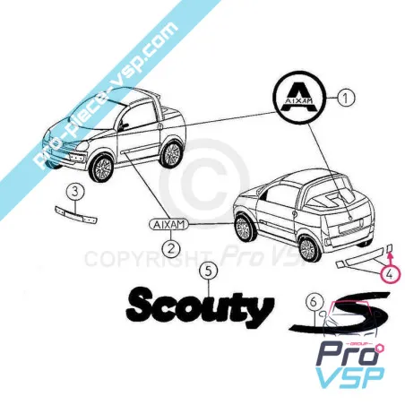 Trim de parachoques traseros adaptables aixam A721 A741 A751 Scouty