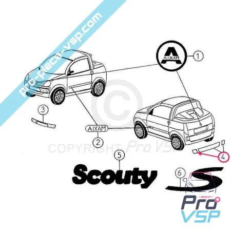 Vasen takapuskuri Sopeutuva kuitu aixam A721 A741 A751 Scouty