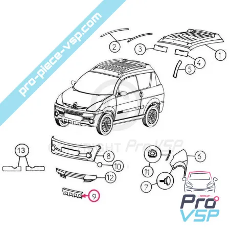 Front bumper adaptable fiber for Aixam Crossline Phase 2