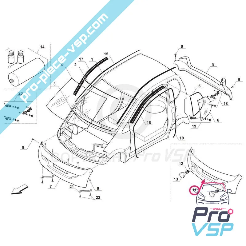 Front bumper adaptable fiber for Bellier Divane 2 Opale 1