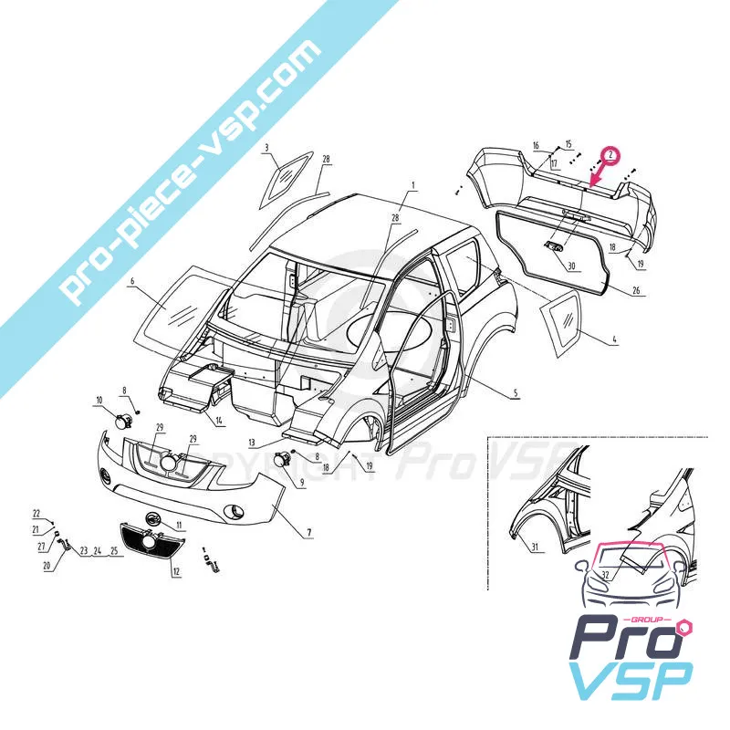 Rear bumper adaptable fiber for Bellier Jade