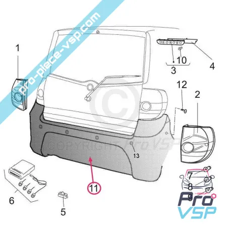 Rear bumper adaptable fiber for Casalini M10