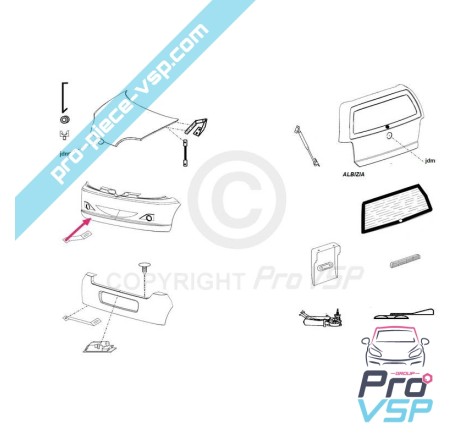 Front bumper adaptable ABS plastic for Jdm Albizia