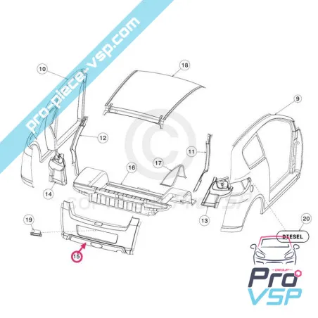 Rear bumper adaptable plastic ABS for Jdm Aloes