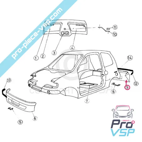 Paraurti posteriore Fibra adattabile per Jdm titane 1 e 2