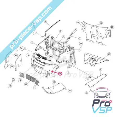 Partea anterioară de șoc adaptivă din fibră pentru JDM roxsy