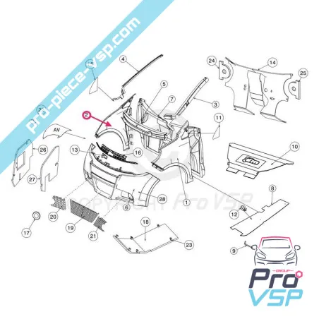 Fibra adaptable del ala delantera derecha para Jdm Roxsy