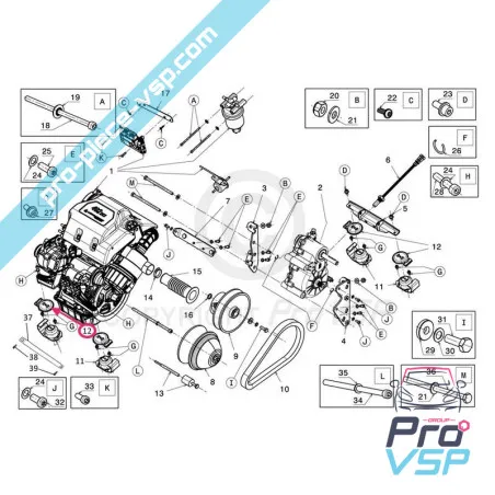 Flange com origem de parada para Ligier Microcar Dué