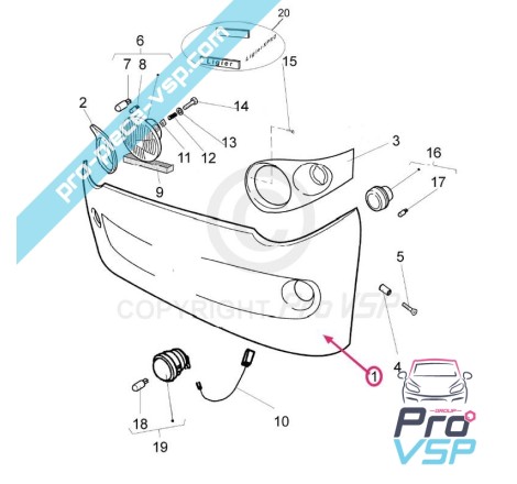 Pare choc avant adaptable en fibre pour Ligier x-pro , microcar m-pro