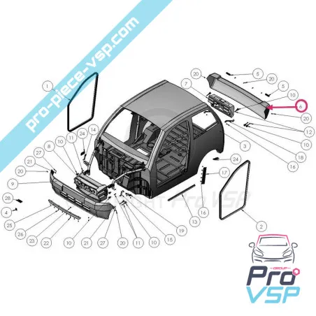 Fibra adaptable del parachoques trasero para Ligier Xtoo 1