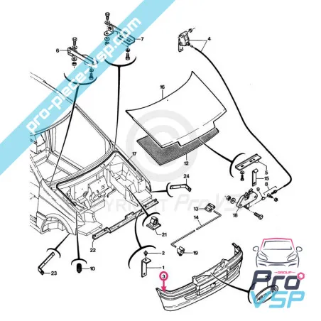 Fibră adaptabilă pentru bara de protecție față Microcar Lyra (Primul model)