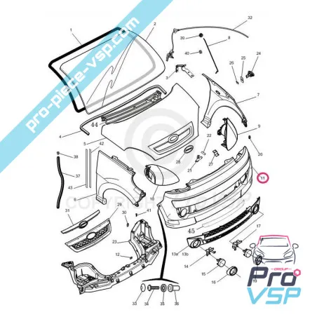 Fibra Adaptável do pára-choque dianteiro para Microcar Mgo 1