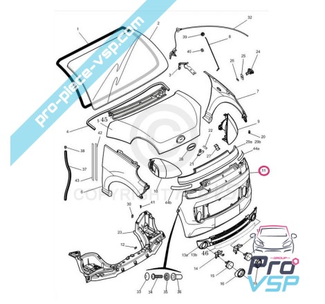 Fibra Adaptável do pára-choque dianteiro para Microcar Mgo 2 F8C