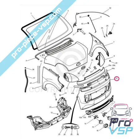 Etupuskuri Sopeutuva kuitu Microcar Mgo 2 F8C